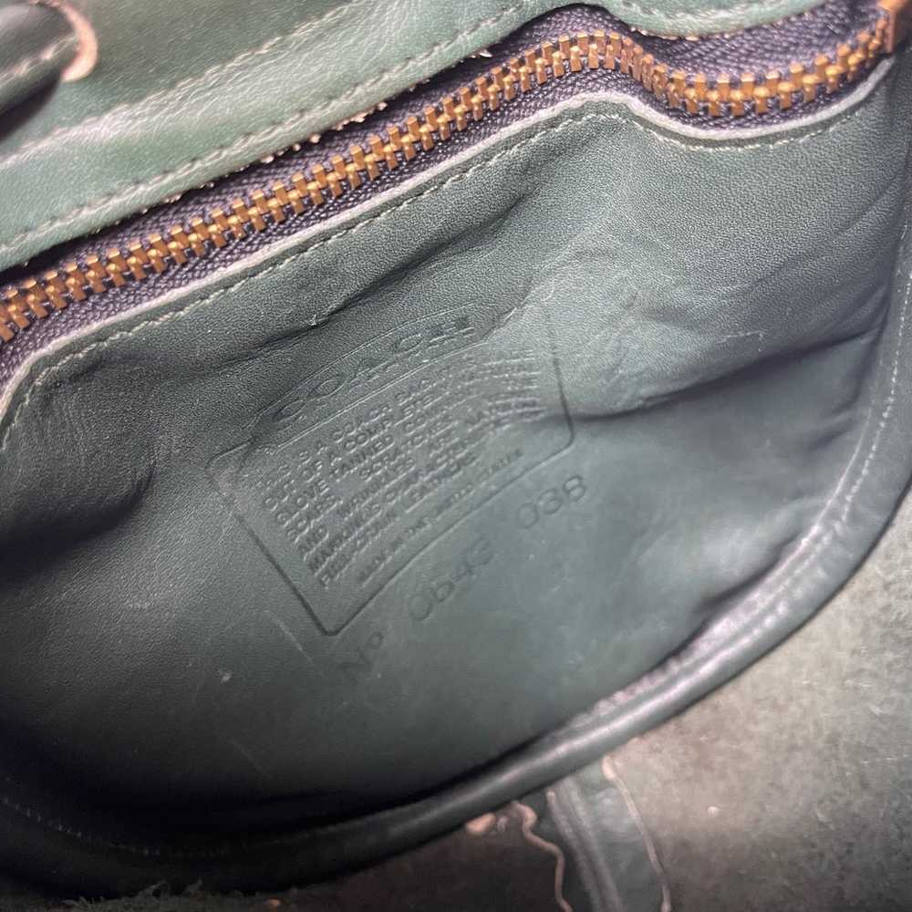 VTG Coach Marble Bag USA  Green Leather Drawstrin… - image 11