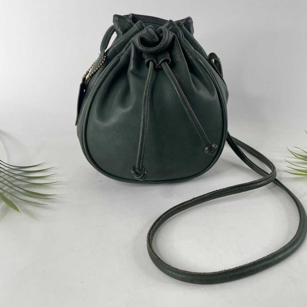 VTG Coach Marble Bag USA  Green Leather Drawstrin… - image 1