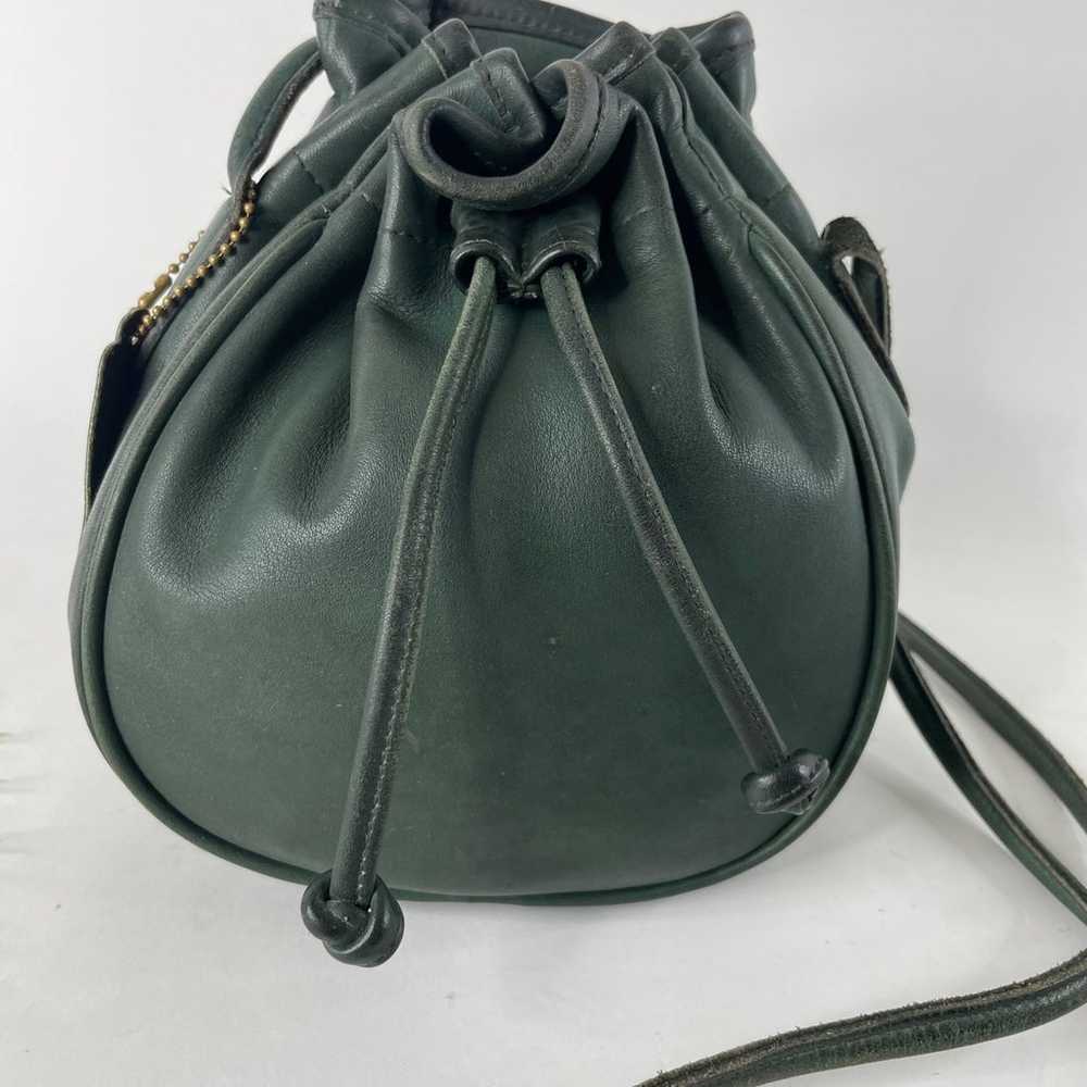 VTG Coach Marble Bag USA  Green Leather Drawstrin… - image 2