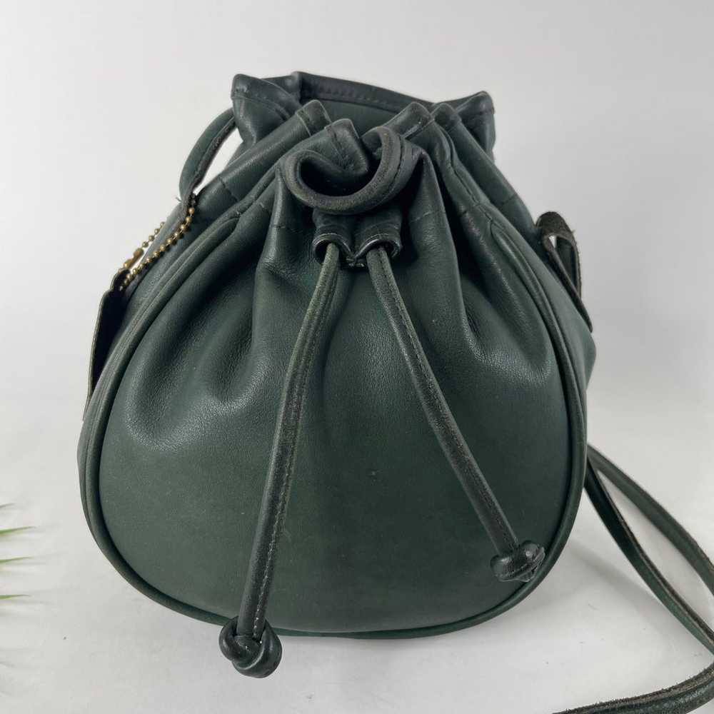 VTG Coach Marble Bag USA  Green Leather Drawstrin… - image 3