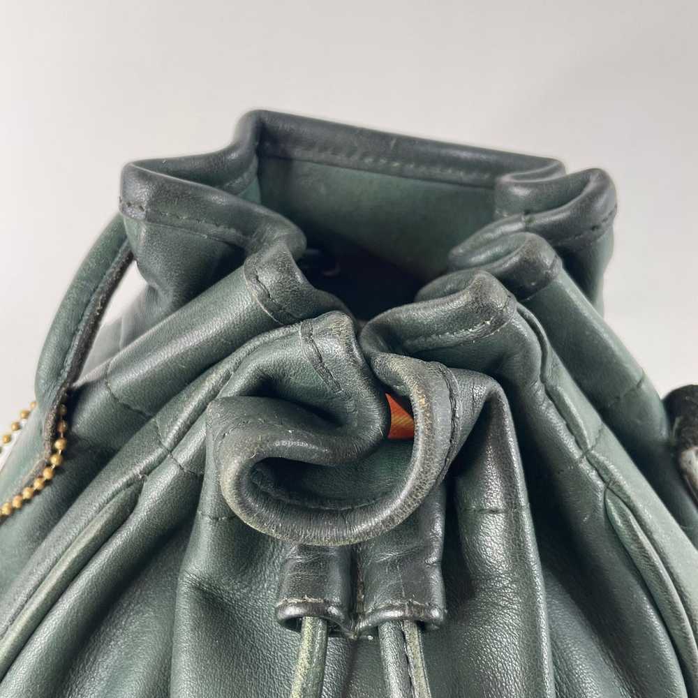 VTG Coach Marble Bag USA  Green Leather Drawstrin… - image 4