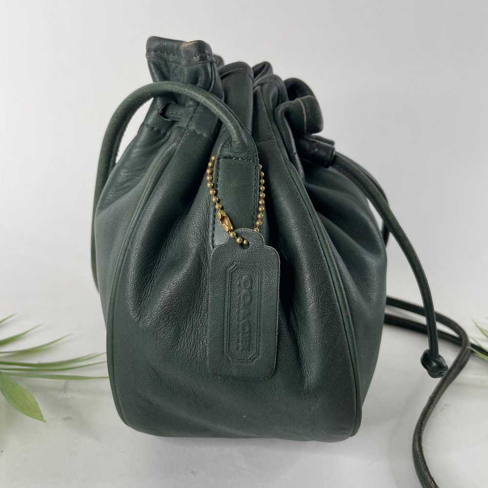 VTG Coach Marble Bag USA  Green Leather Drawstrin… - image 6