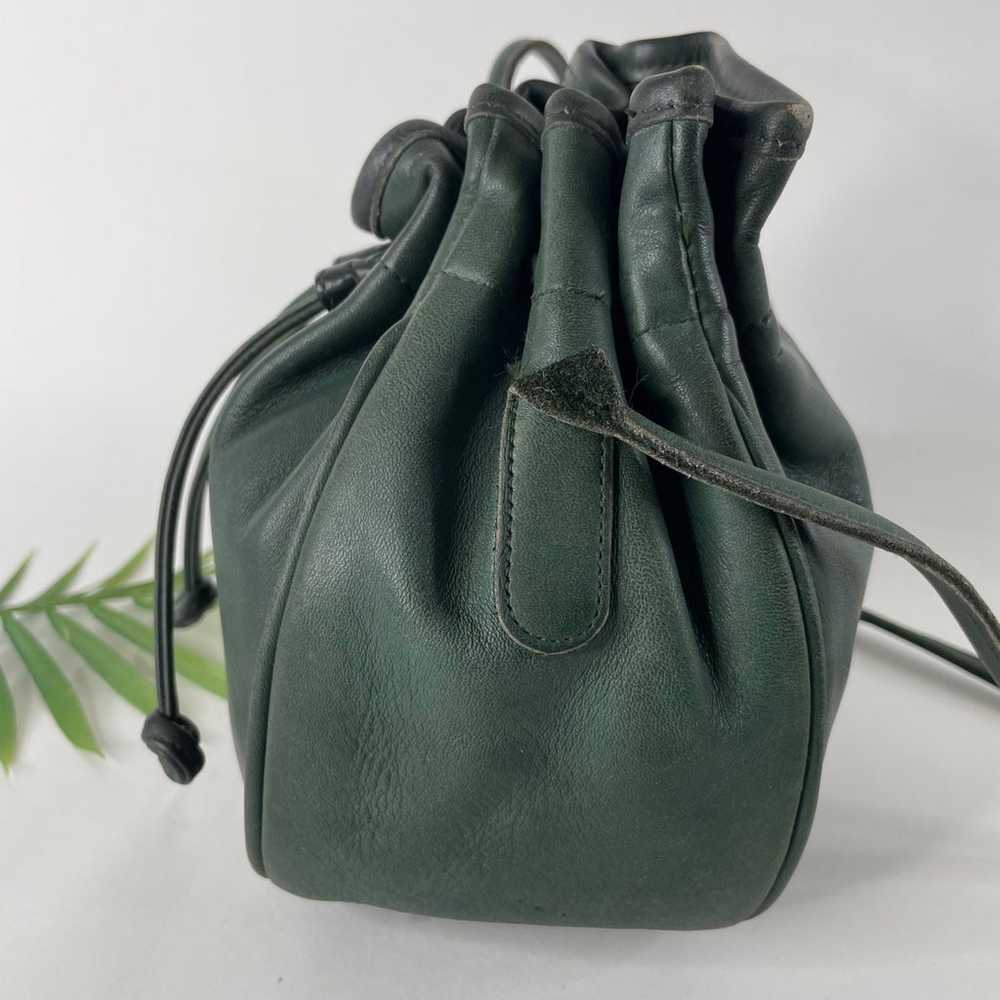 VTG Coach Marble Bag USA  Green Leather Drawstrin… - image 7