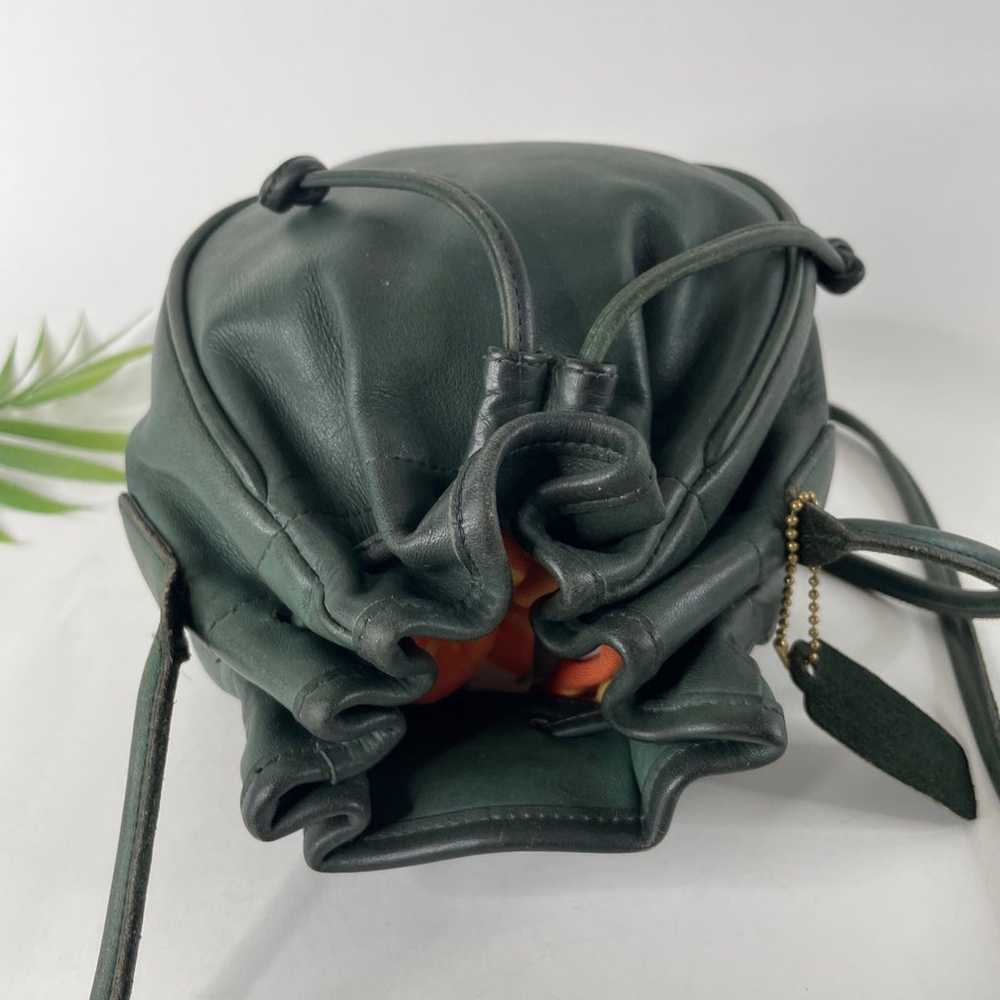 VTG Coach Marble Bag USA  Green Leather Drawstrin… - image 9