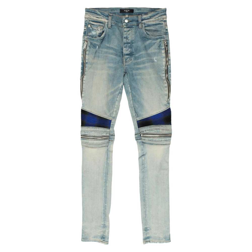 Amiri Amiri MX2 Blue Plaid Patch Jeans Clay Indigo - image 1