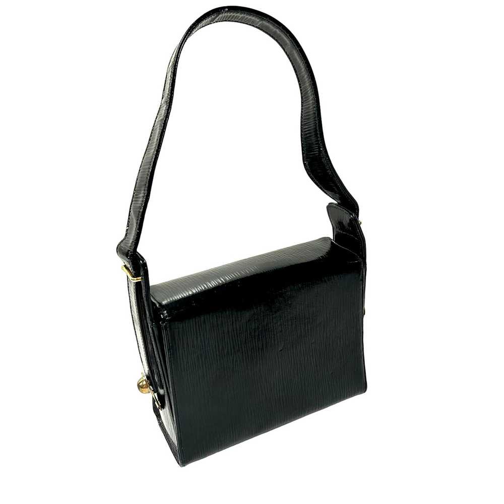 Unkwn 60's Block TEXTURED Box Handbag MoD PATENT … - image 11