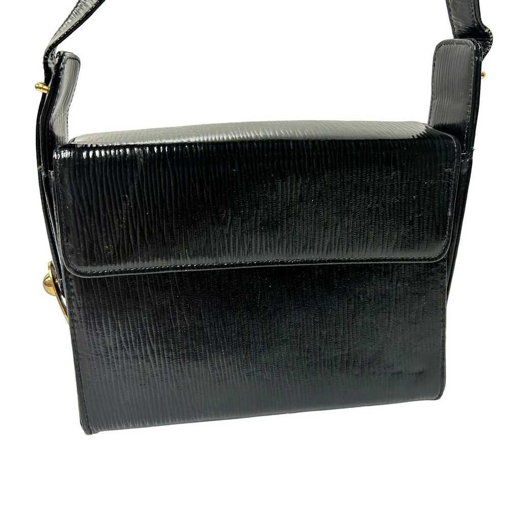 Unkwn 60's Block TEXTURED Box Handbag MoD PATENT … - image 2