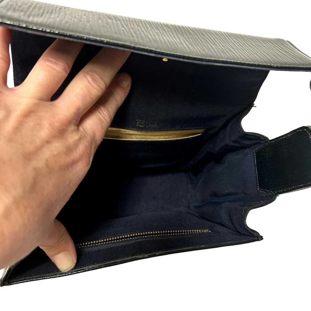 Unkwn 60's Block TEXTURED Box Handbag MoD PATENT … - image 7
