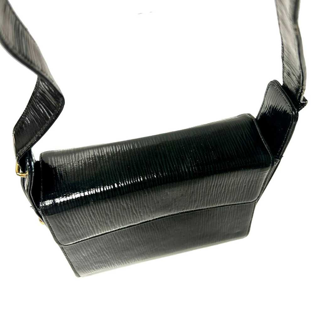 Unkwn 60's Block TEXTURED Box Handbag MoD PATENT … - image 9