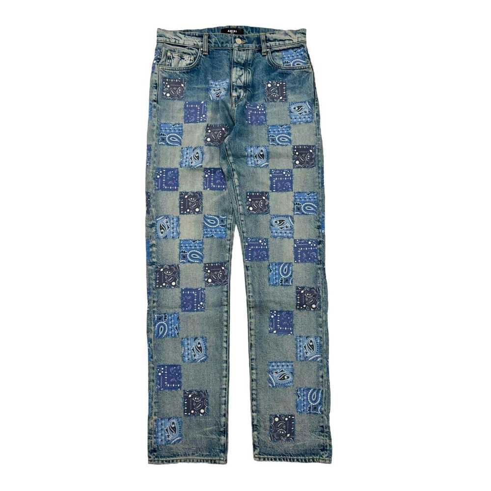 Amiri Amiri Bandana Check Jeans Clay Indigo Blue - image 1