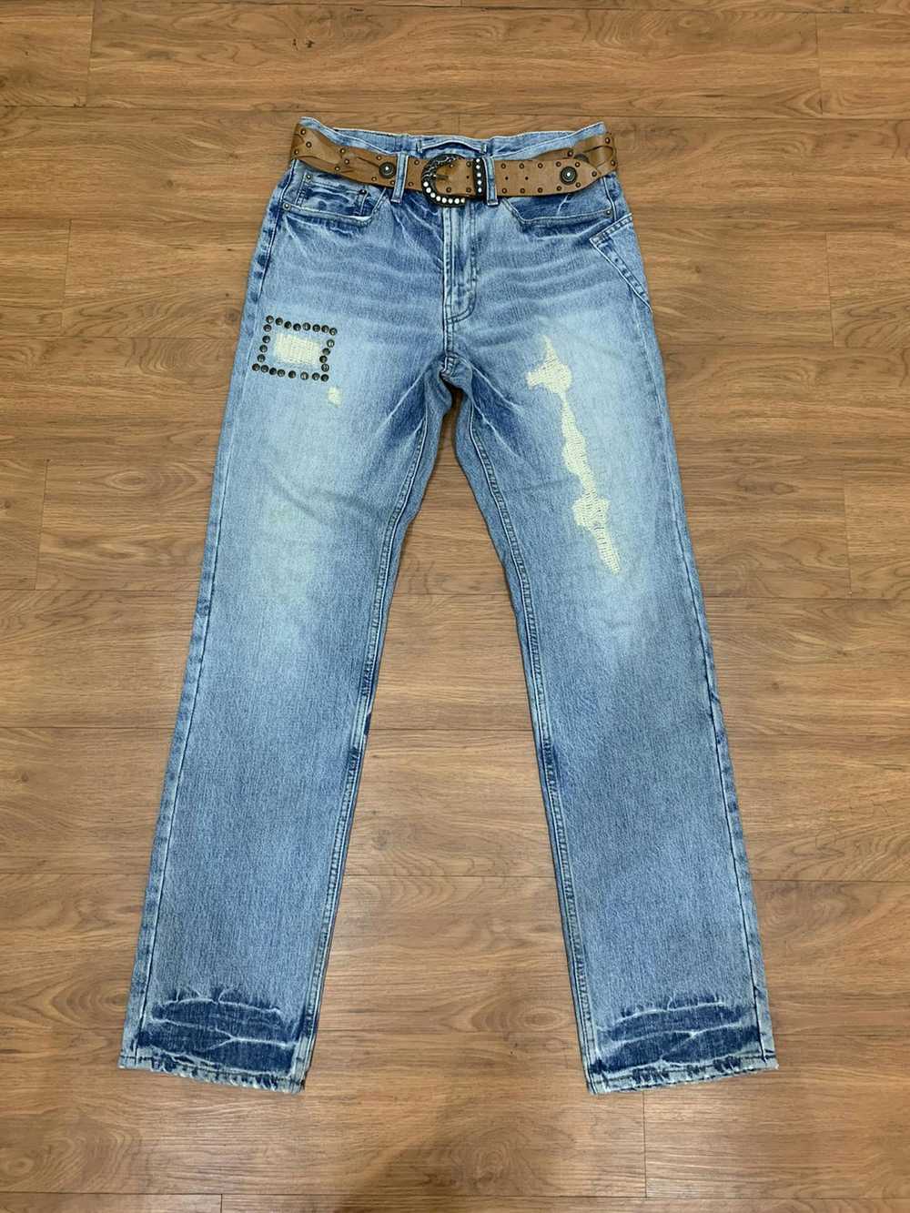 PPFM × Vintage PPFM distressed washed jeans with … - image 1