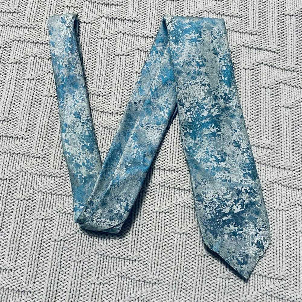 Vintage Vintage blue watercolor abstract silk tie - image 1