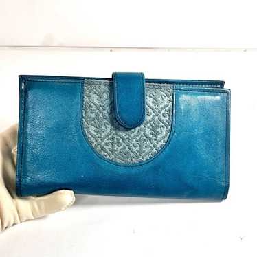 Vintage Teal Leather Wallet By Rolfs Women Leathe… - image 1