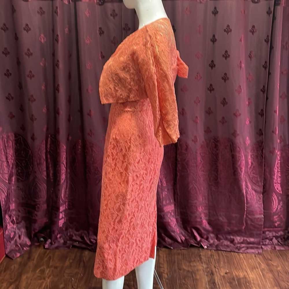Hand Sewn Vintage Coral Lace Dress Size X-Small - image 5