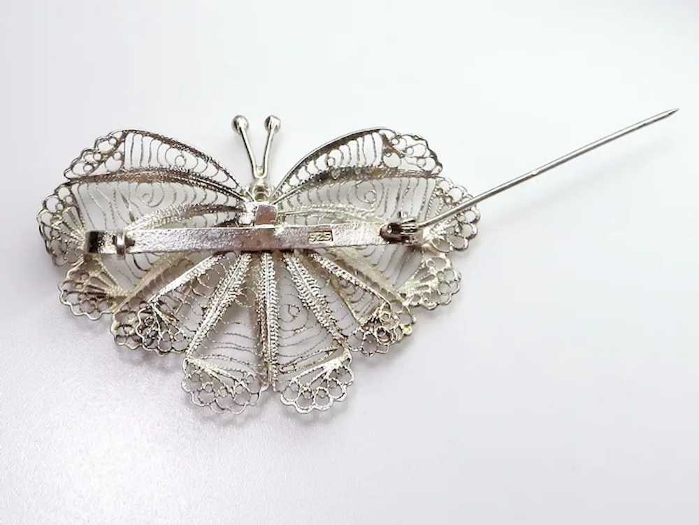 Vintage Sterling Silver Filigree Moth Butterfly B… - image 5