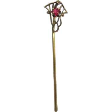 Store Antique Art nouveau Art Glass Gold Filled or Brass Art Deco Stick Pin