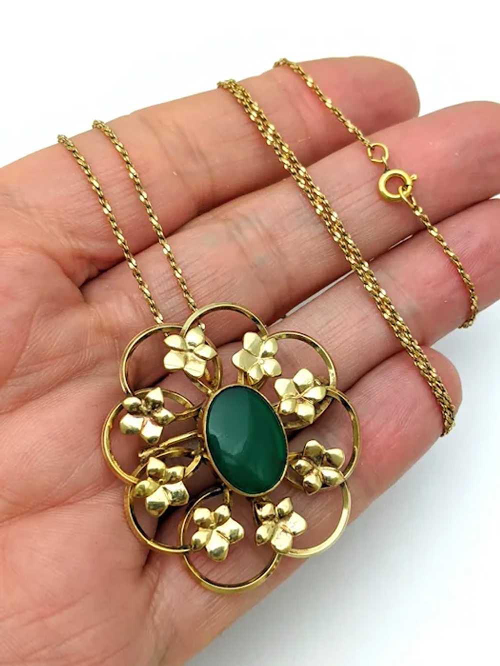 12k GF Gold Filled Floral Pendant Necklace - image 3