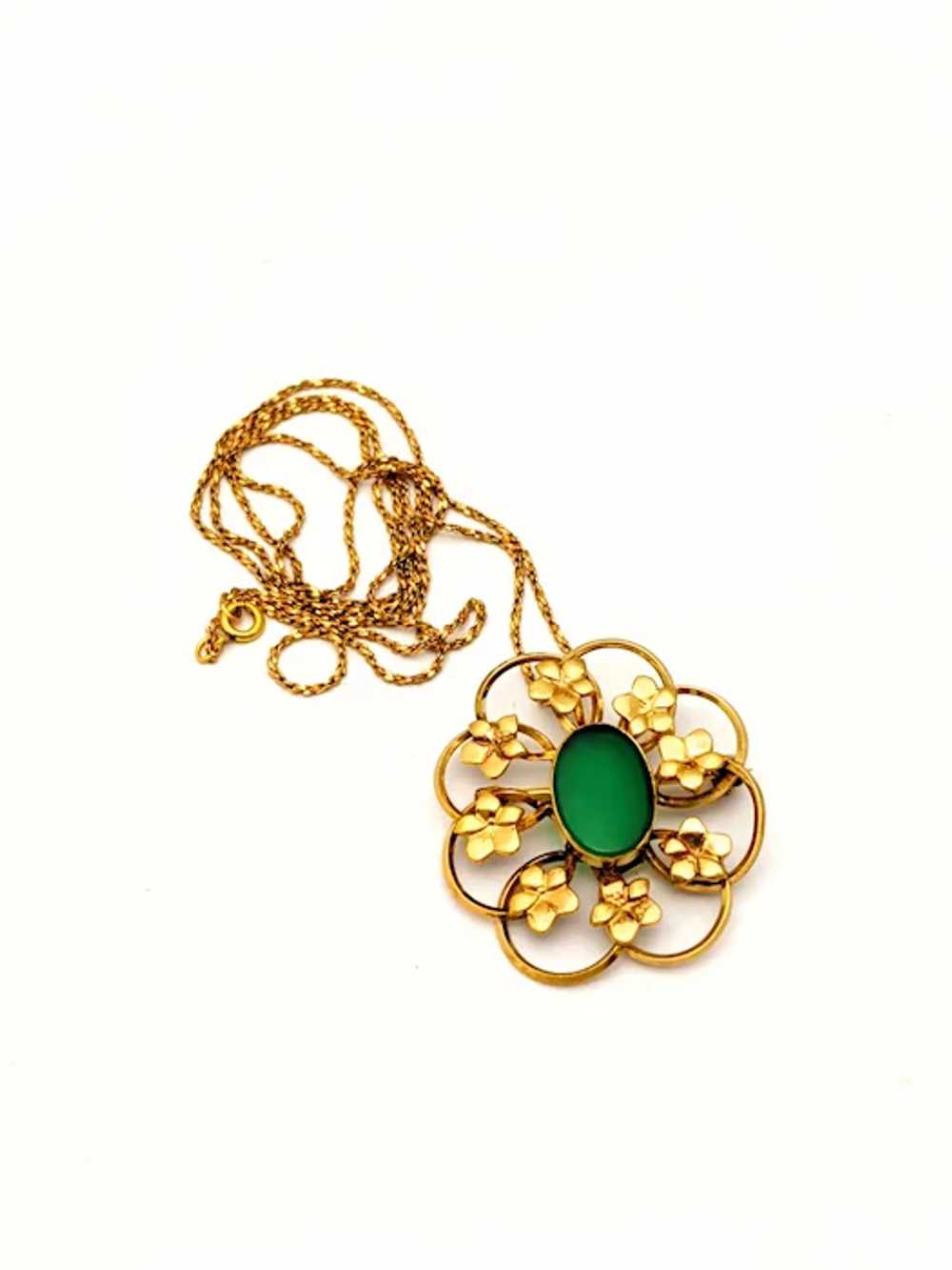 12k GF Gold Filled Floral Pendant Necklace - image 4