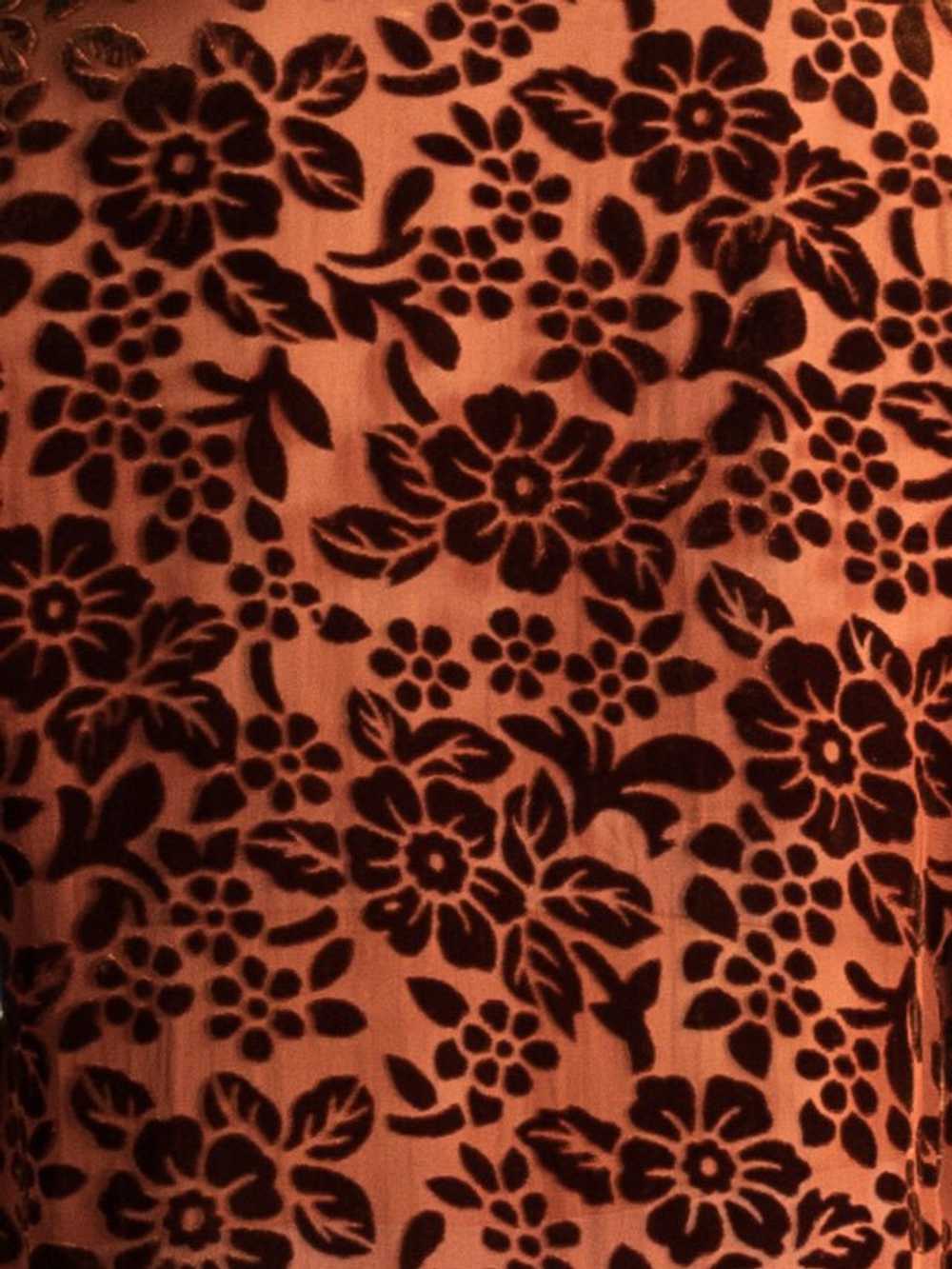 1920's Burnt Orange Devoré Silk Velvet Dress - Si… - image 2