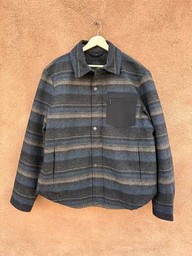 Blue & Tan/Gray Striped Wool Blend Pendleton Jacke
