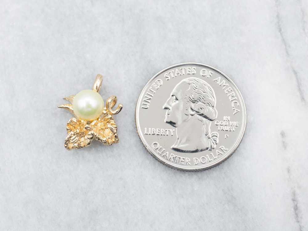 Yellow Gold Yellow Saltwater Pearl Pendant with L… - image 2