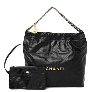 CHANEL Shiny Calfskin Quilted Chanel 22 Black