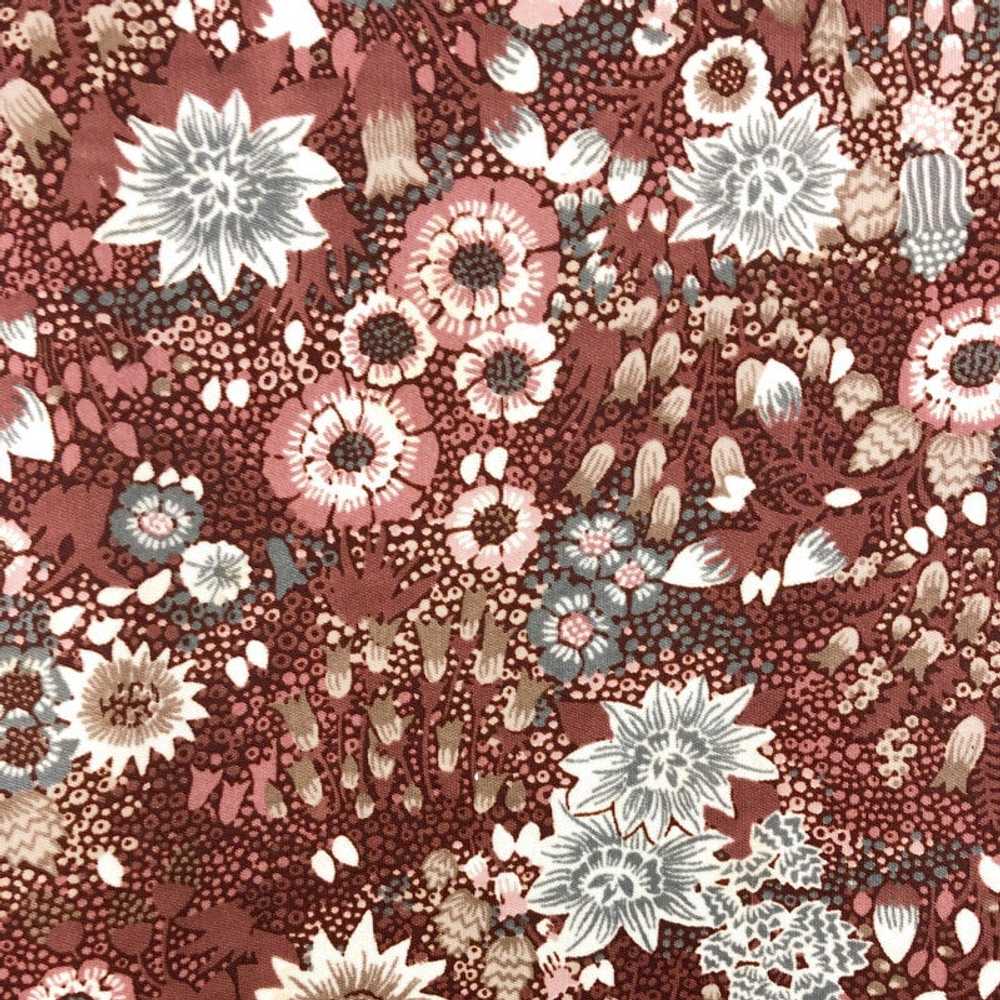 70s Vintage Maroon Psychedelic Floral Print Mini … - image 2