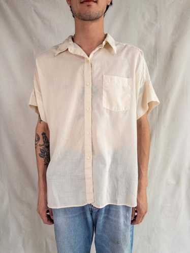 Cream Short Sleeve Button Down Shirt - 1970's