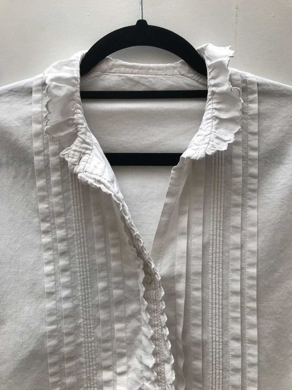 White cotton blouse with pleats and - White cotto… - image 2
