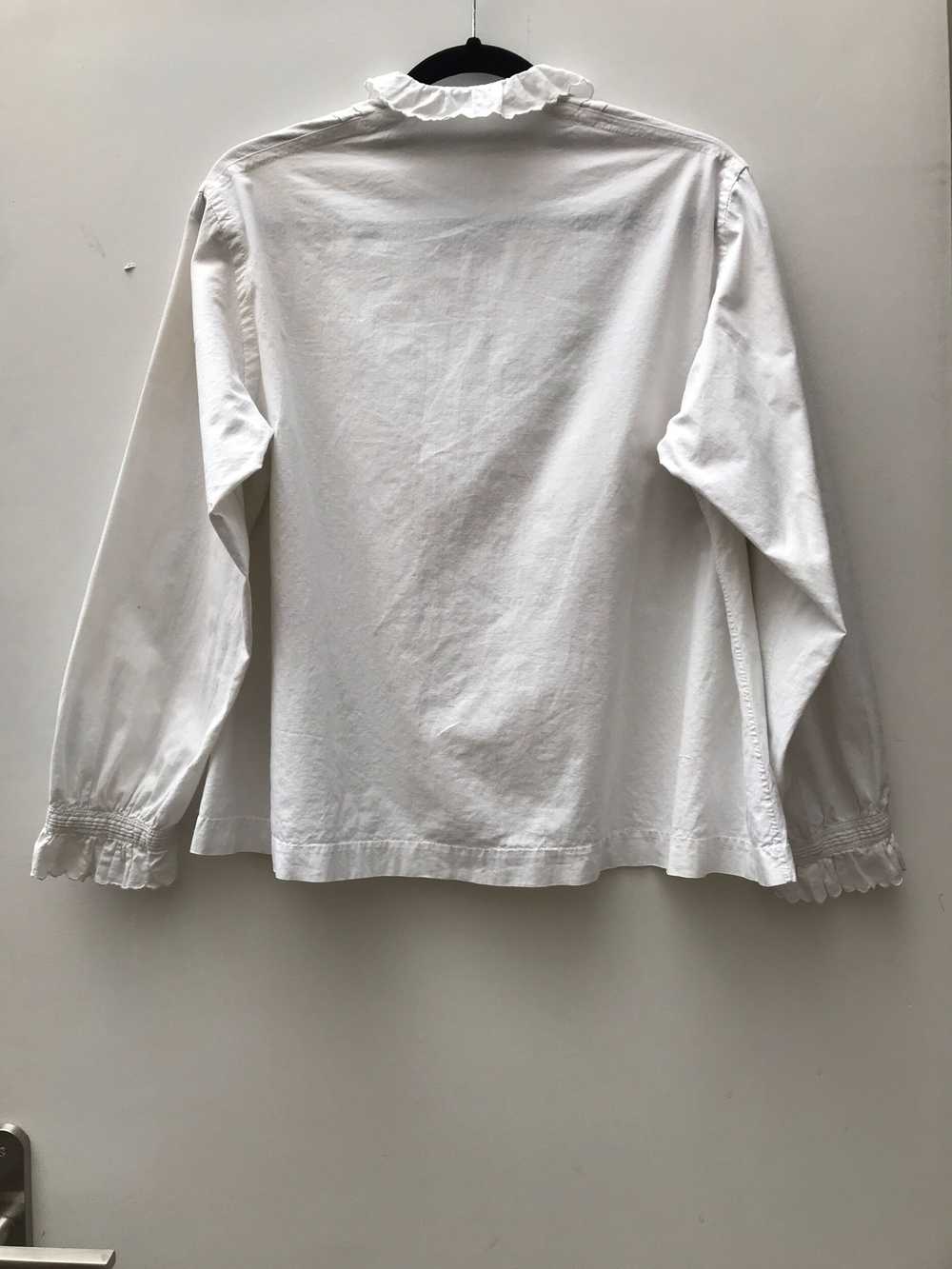 White cotton blouse with pleats and - White cotto… - image 3