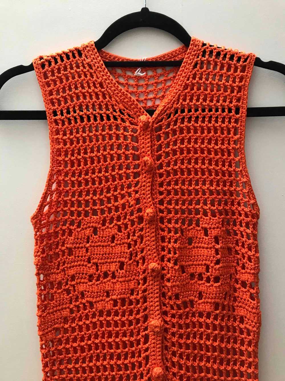 Robe en crochet - Robe en crochet orange avec lie… - image 4