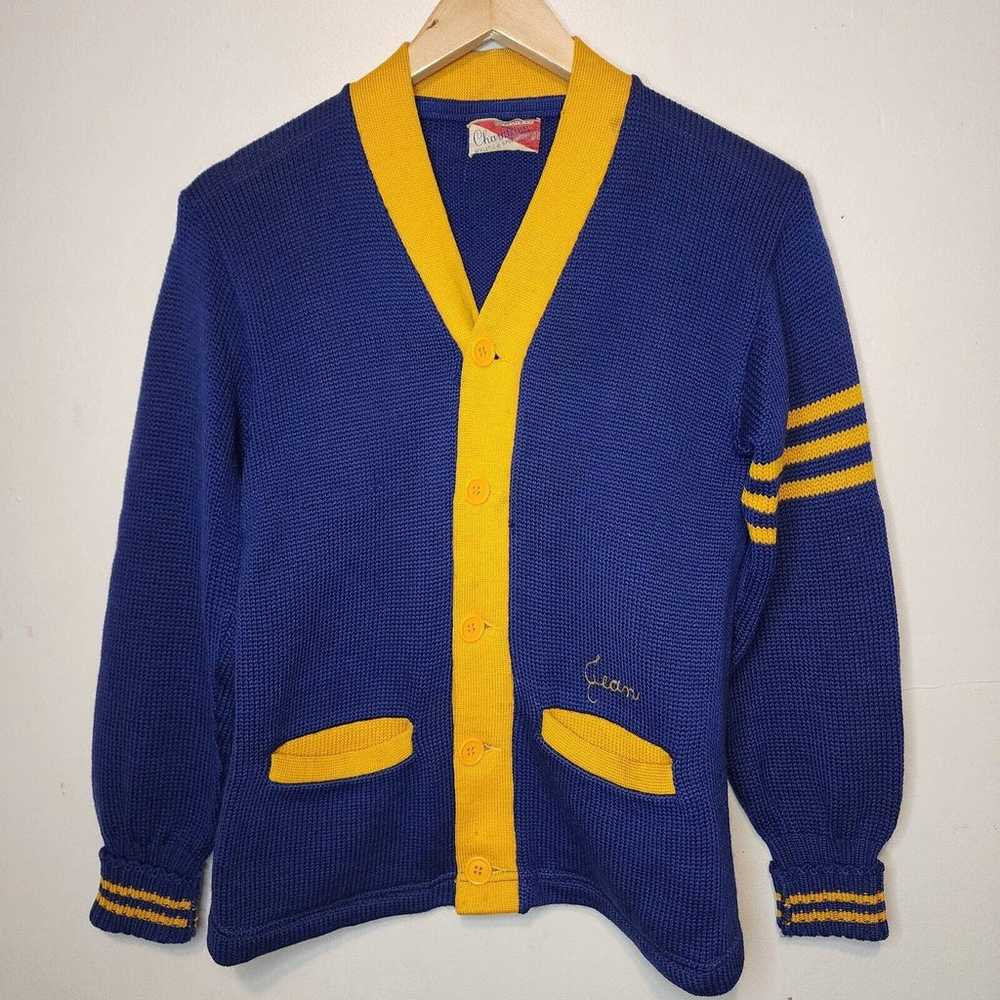 Vintage 40s 50s Champion Cardigan Sweater Varsity… - image 1