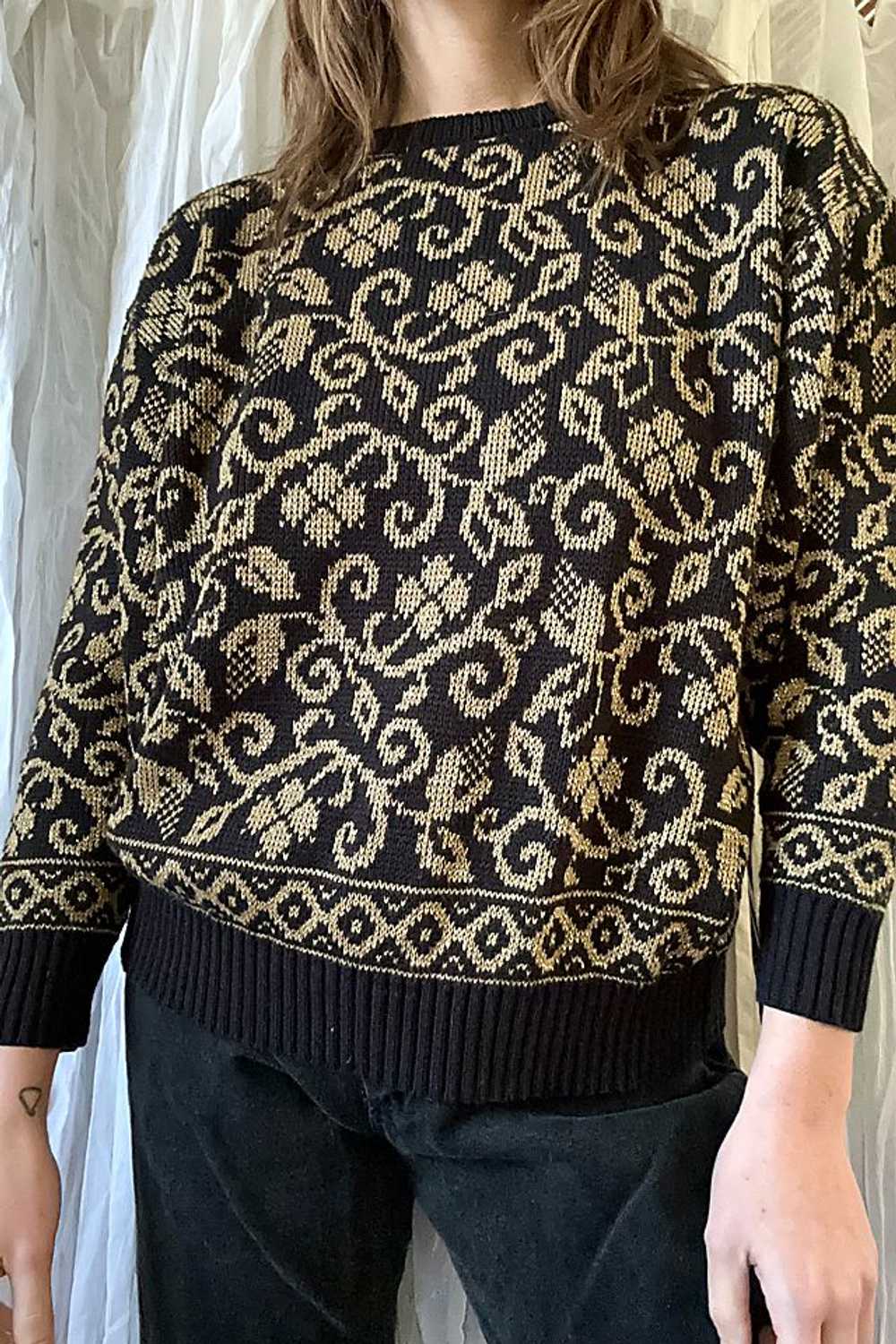 Vintage Black and Gold Sparkle Sweater Selected b… - image 1