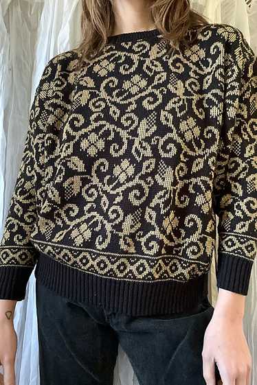 Vintage Black and Gold Sparkle Sweater Selected b… - image 1
