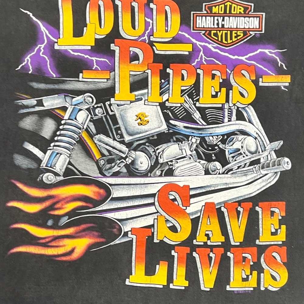 90s Harley Davidson Loud Pipes Save Lives Tee - image 3