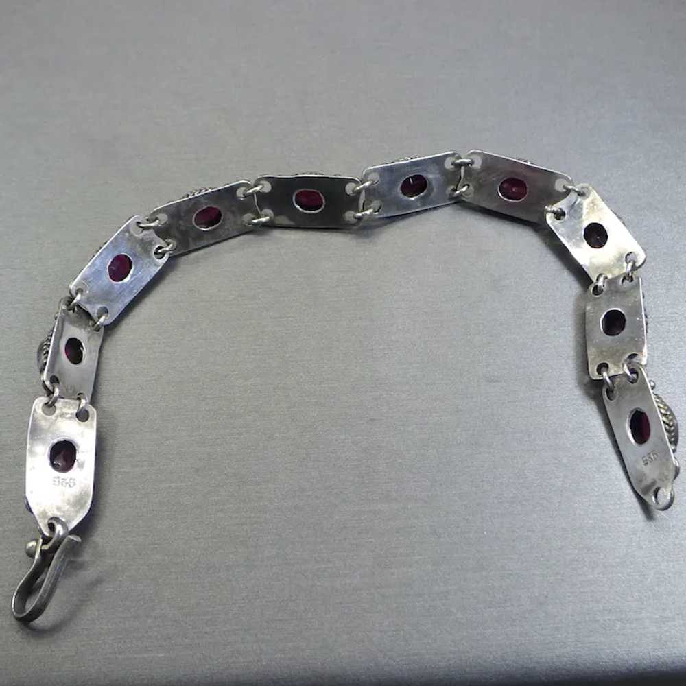 Sterling Handmade Garnet Bracelet, Vintage 1970s … - image 2