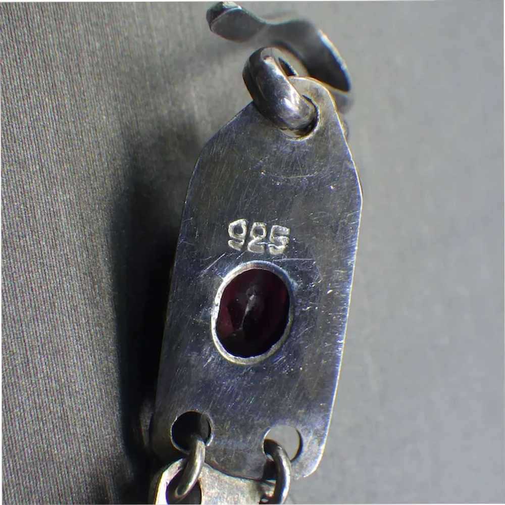 Sterling Handmade Garnet Bracelet, Vintage 1970s … - image 6