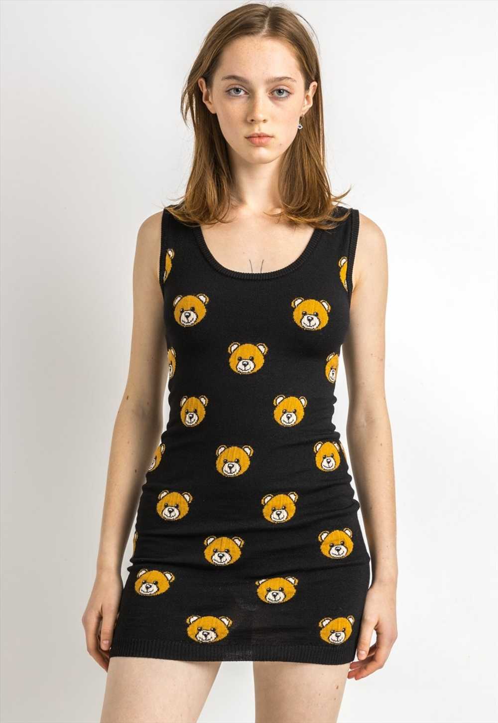 Rare Moschino Black Teddy Bear Knit Dress XS 5941 - image 3