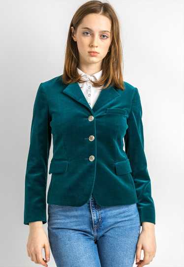 90s Woman Velvet Velour Blue ETRO Milano Blazer Ja