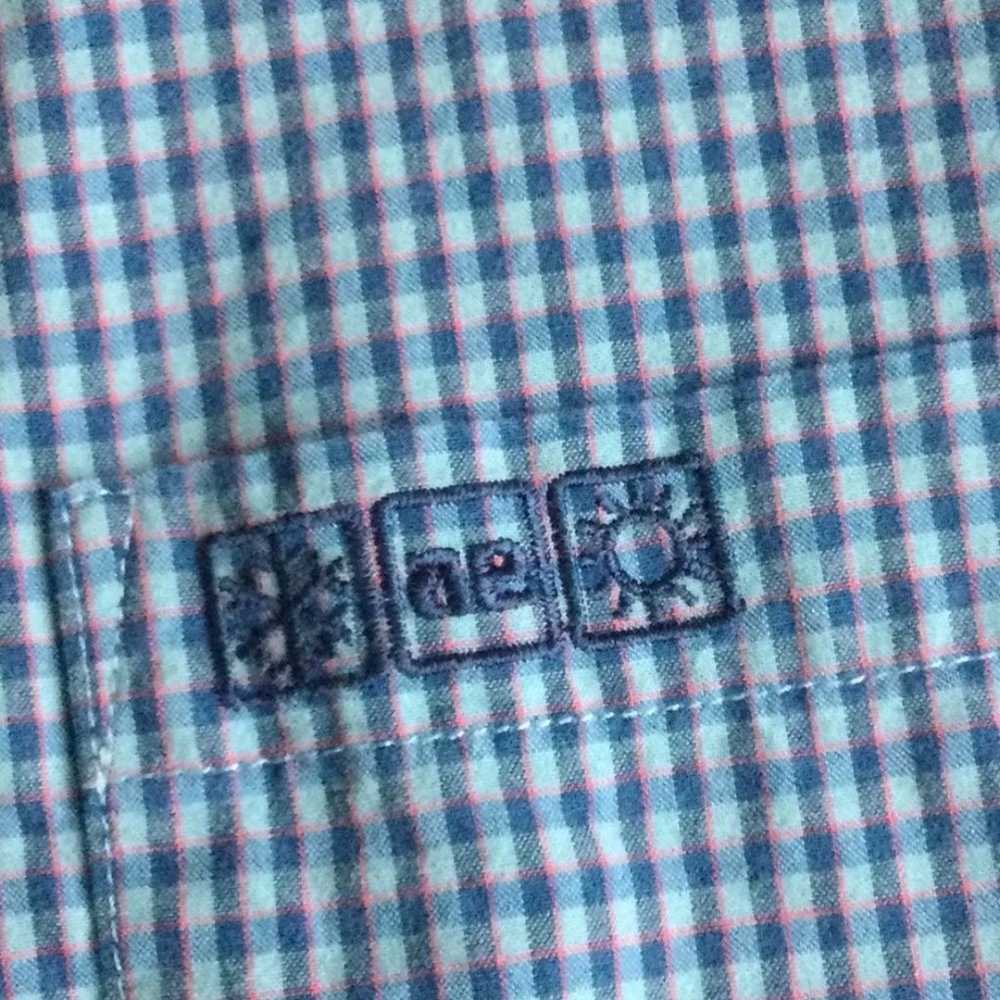 Vintage American Eagle Button Up 5/8 Sleeve Plaid… - image 5