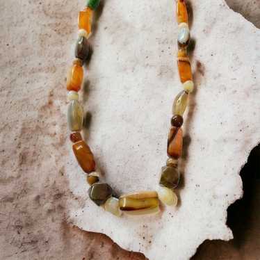Natural Stone Necklace Womans Beaded Gem Vintage 8