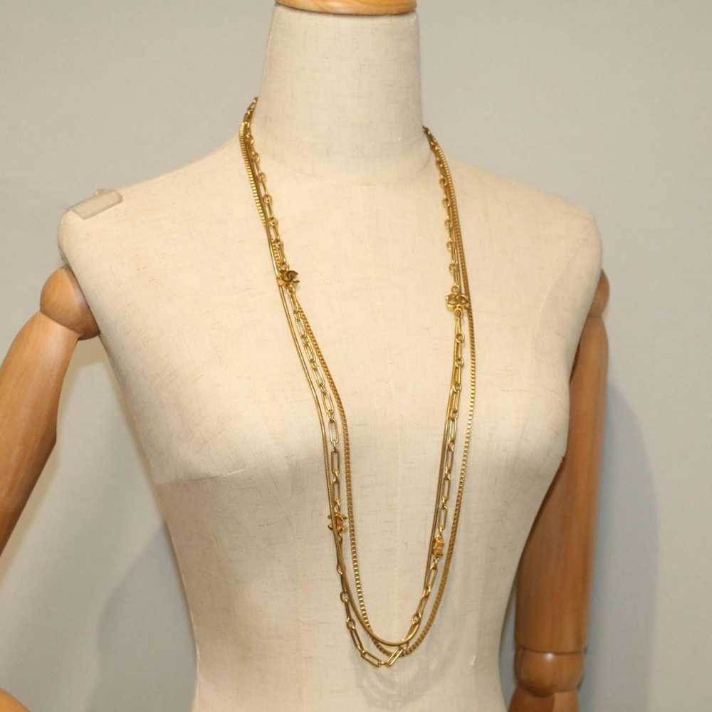 Chanel CHANEL COCO Mark Necklace Gold Tone CC Aut… - image 11