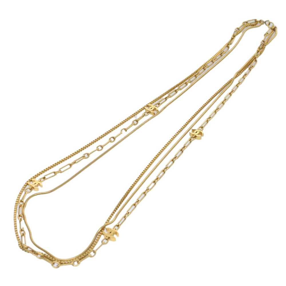 Chanel CHANEL COCO Mark Necklace Gold Tone CC Aut… - image 1