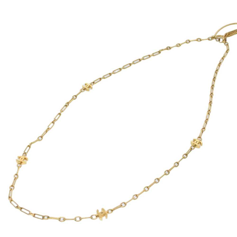 Chanel CHANEL COCO Mark Necklace Gold Tone CC Aut… - image 2