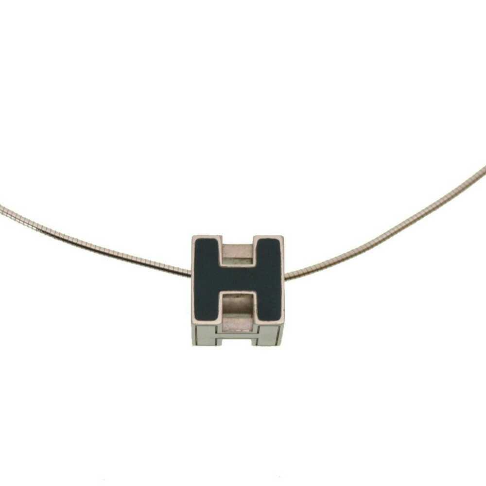 Hermes HERMES Cage de Ash H Cube Necklace Silver … - image 1