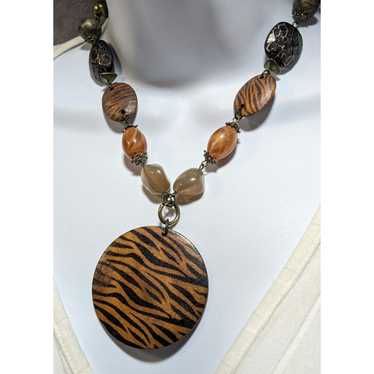 Other Tiger Wood Beaded Necklace - image 1