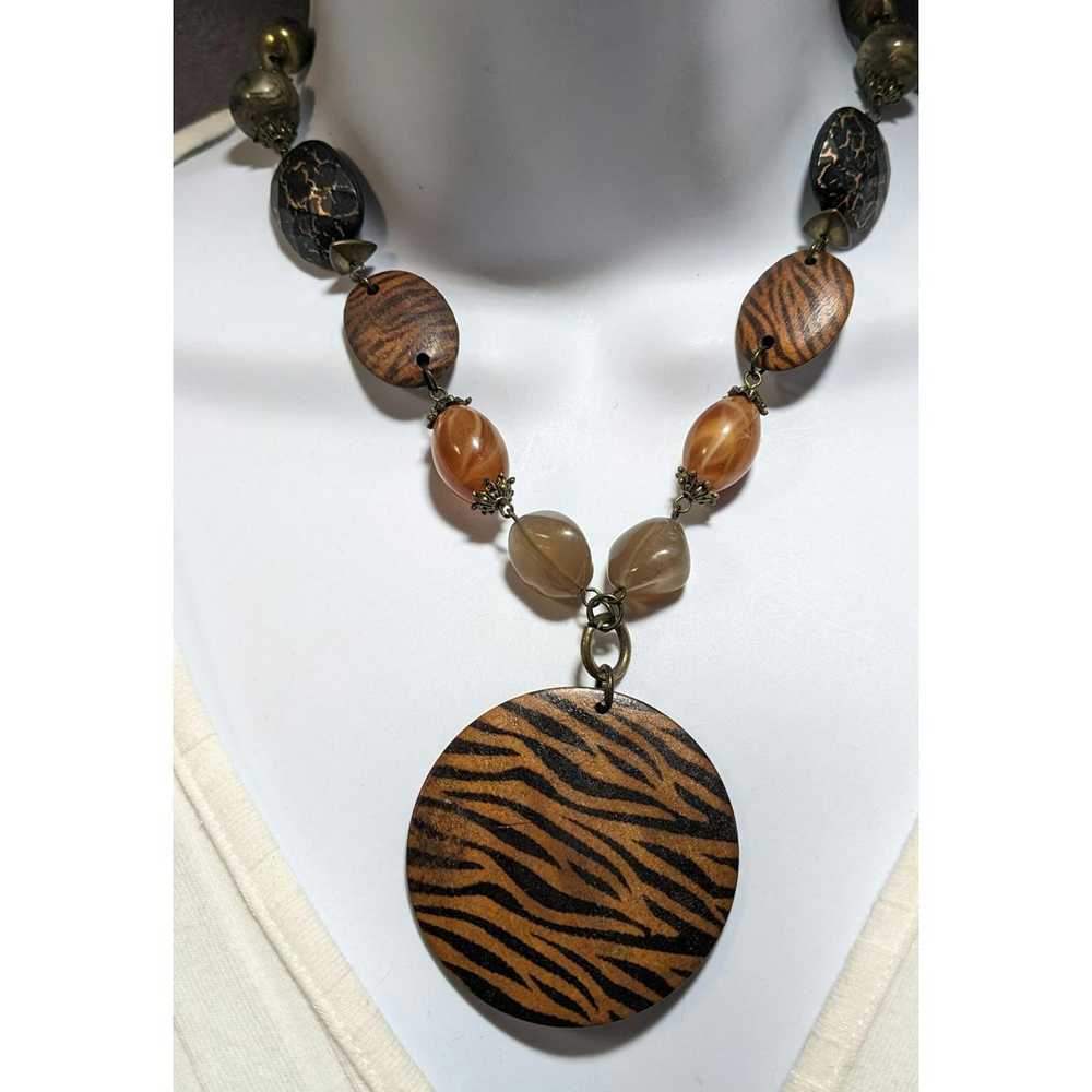 Other Tiger Wood Beaded Necklace - image 2