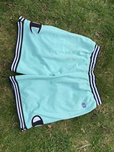 Rare Champion C9 Basketball Dazzle Shorts Shiny Soft Blue White Med