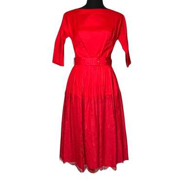 ALDENS Vintage 50's 60's Red Lace Full Skirt Belt… - image 1