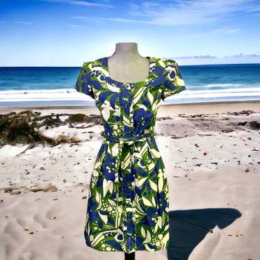 Lilly Pulitzer Dress Womans Blue Green Short Slee… - image 1